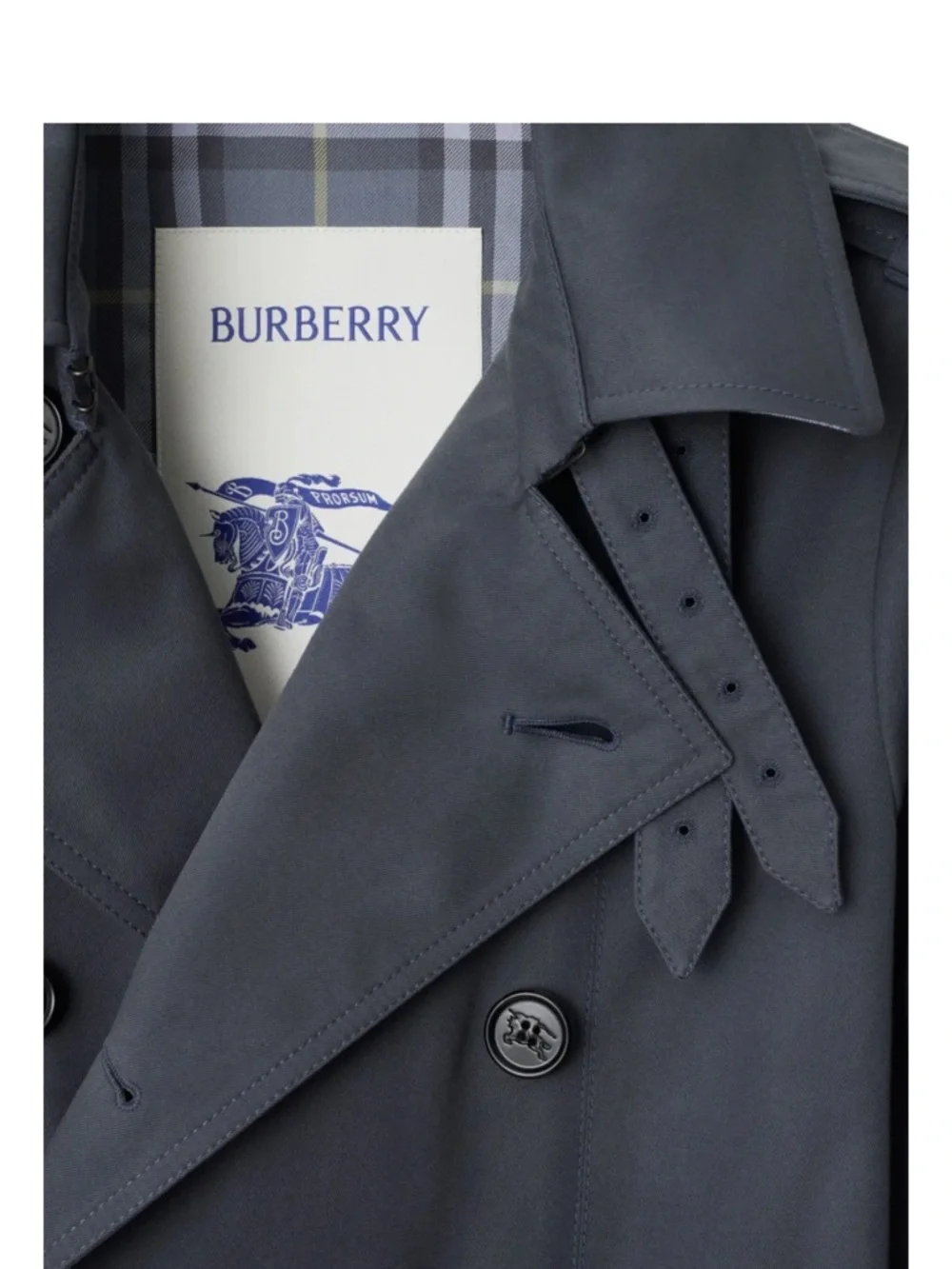 Burberry Navy Double-Breasted Short Trench Coat - Picture 3 of 15